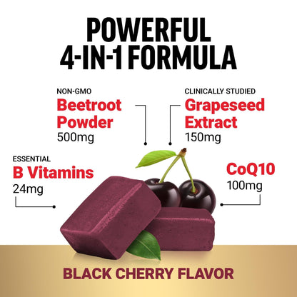 Force Factor Total Beets Ultimate Heart Health Chews for Blood Pressure Support, with Beetroot Powder, CoQ10, B Vitamins & Grapeseed Extract for Blood Flow - PrimeBioHealth - canada supplements