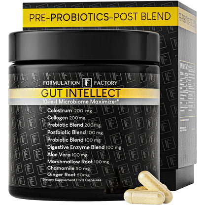 Formulation Factory Probiotics for Women & Men - Gut Intellect 10-in-1 Digestive Enzymes with Prebiotics and Postbiotics - Total Gut Health Supplement - PrimeBioHealth - canada supplements