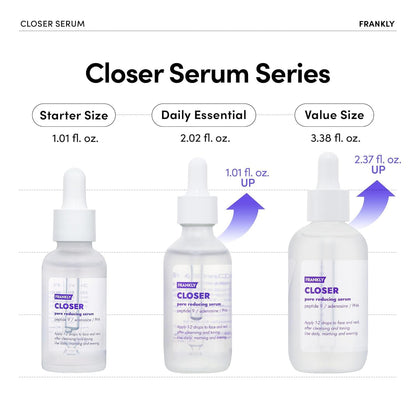 FRANKLY Closer Serum | Pore Minimizer Serum | 9 Peptides, Vegan Collagen, Adenosine, PHA | Korean Pore Minimizer for Glass Skin - PrimeBioHealth - canada supplements