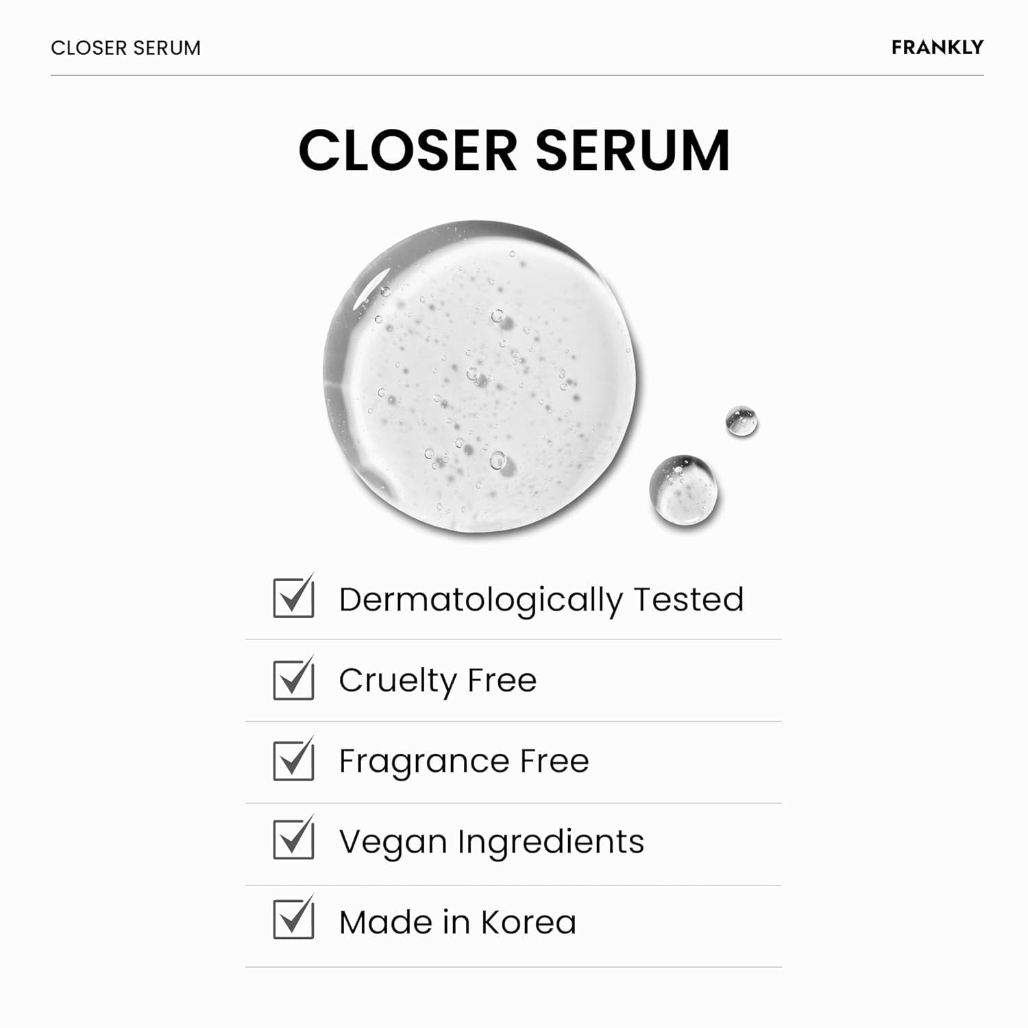 FRANKLY Closer Serum | Pore Minimizer Serum | 9 Peptides, Vegan Collagen, Adenosine, PHA | Korean Pore Minimizer for Glass Skin - PrimeBioHealth - canada supplements