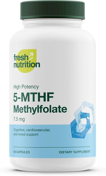 Fresh Nutrition L Methylfolate 7.5mg – DNA Verified for Maximum Potency – Superior Bioavailability – 5-MTHF Methyl Folate - 90 Capsules - PrimeBioHealth - canada supplements
