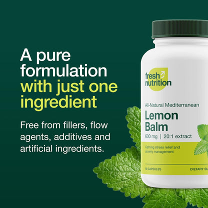 Fresh Nutrition Lemon Balm Extract Capsules. - PrimeBioHealth - canada supplements
