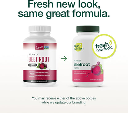 Fresh Nutrition Organic Beet Root Capsules - 2400mg Potent Dosage - Antioxidant Support - Vegan, Non GMO, Gluten-Free - 90 Capsules - PrimeBioHealth - canada supplements
