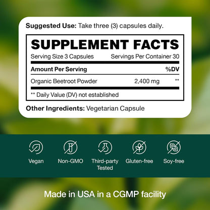 Fresh Nutrition Organic Beet Root Capsules - 2400mg Potent Dosage - Antioxidant Support - Vegan, Non GMO, Gluten-Free - 90 Capsules - PrimeBioHealth - canada supplements