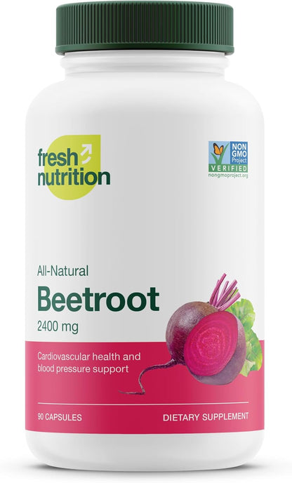 Fresh Nutrition Organic Beet Root Capsules - 2400mg Potent Dosage - Antioxidant Support - Vegan, Non GMO, Gluten-Free - 90 Capsules - PrimeBioHealth - canada supplements