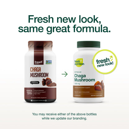 Fresh Nutrition Organic Chaga Mushrooms – Strongest DNA Verified 1500mg Per Serving – High in Fiber – Non GMO, Gluten & Soy Free, Vegan Friendly - PrimeBioHealth - canada supplements