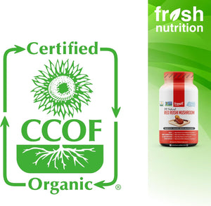 Fresh Nutrition Organic Reishi Mushroom Capsules - Rich in Alpha Glucan - Ganoderma Lucidum & Ganoderma Applanatim - Third Party Tested - 90 Capsules/Pills - PrimeBioHealth - canada supplements