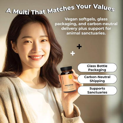 Future Kind 3 in 1 Daily Multivitamin - for Energy, Clarity, Active Wellness Support with B12, D3, and Algal Omega-3 - Essential Vegan Multivitamin for Women & Men - Tiny Citrus Softgels (60 Count) - PrimeBioHealth - canada supplements