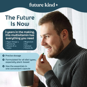 Future Kind Carrageenan-Free Foundations Multivitamin for Women & Men with Omega-3, B12, D3, Zinc, Iodine, Magnesium, K2 & Selenium, Vegan, Compostable Bag (60ct) - PrimeBioHealth - canada supplements