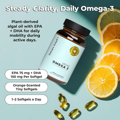 Future Kind Omega-3 Supplement for Clarity, Memory, and Mobility Comfort, 2 Months Supply of Citrus-Scented Softgels with EPA and DHA, Vegan Omega-3 Supplement from Algae, Carrageenan Free, 60 Count - PrimeBioHealth - canada supplements
