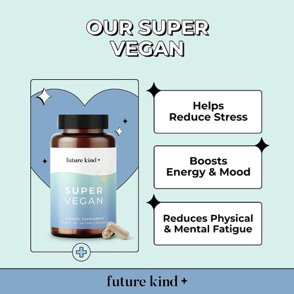 Future Kind - Super Vegan Formula with Lemon Balm, Ashwagandha Root Extract and Rhodiola Extract for Natural Mood Boost, Energy and Stress Support, 30 Capsules - PrimeBioHealth - canada supplements