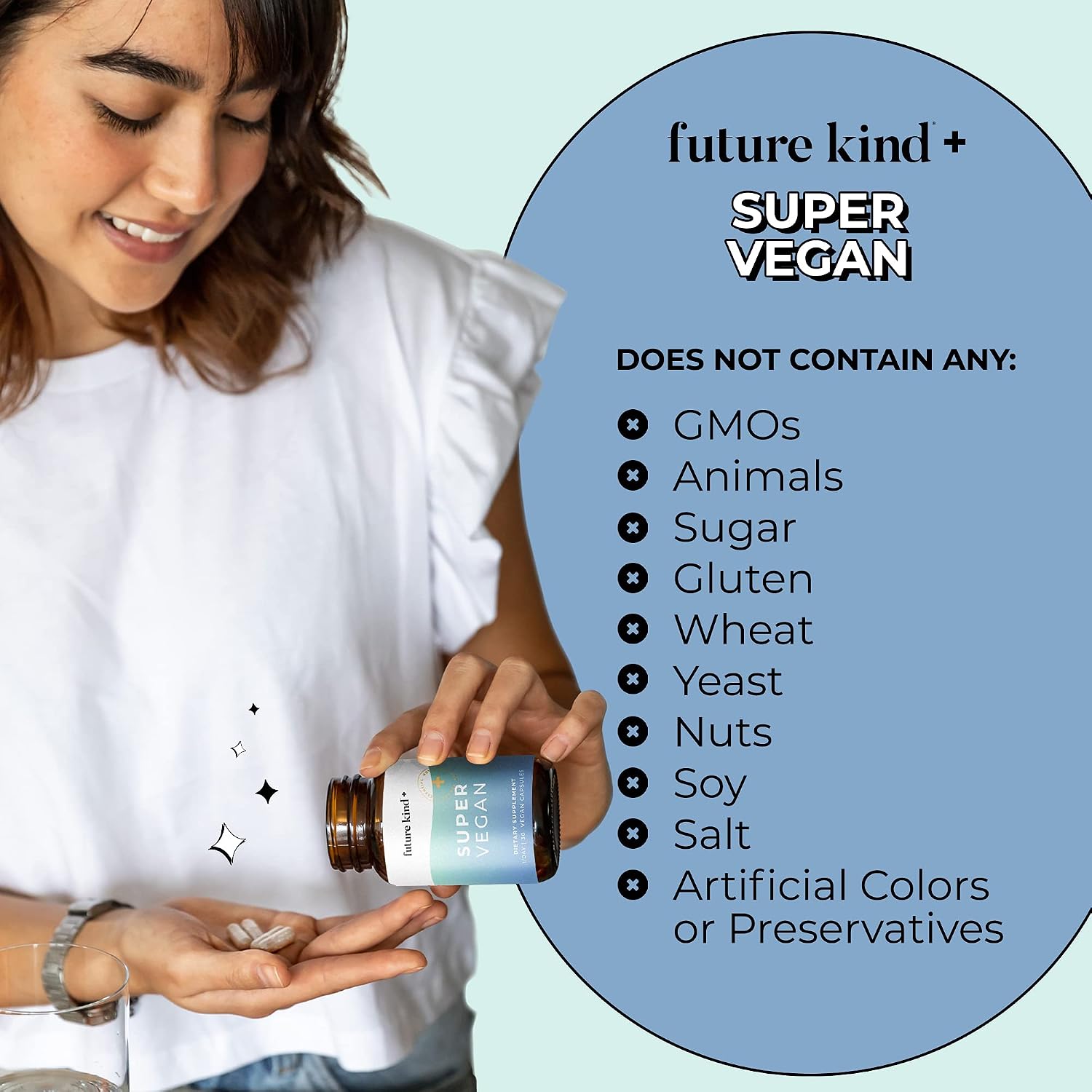 Future Kind - Super Vegan Formula with Lemon Balm, Ashwagandha Root Extract and Rhodiola Extract for Natural Mood Boost, Energy and Stress Support, 30 Capsules - PrimeBioHealth - canada supplements