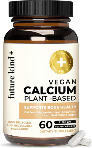 Future Kind Vegan Calcium Supplement - Plant-Based Calcium Magnesium Supplement Sourced from Iceland for Teeth & Bone Support (60 Capsules) - PrimeBioHealth - canada supplements