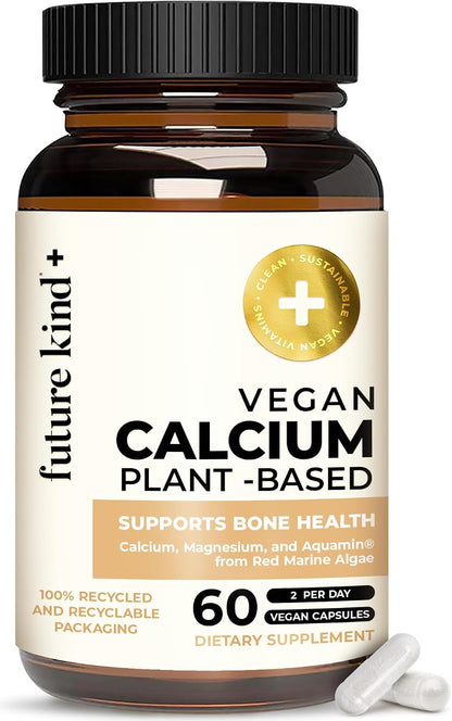 Future Kind Vegan Calcium Supplement - Plant-Based Calcium Magnesium Supplement Sourced from Iceland for Teeth & Bone Support (60 Capsules) - PrimeBioHealth - canada supplements