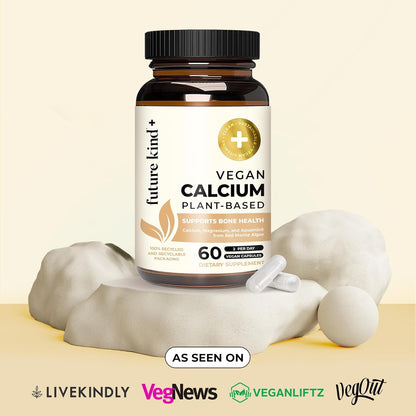 Future Kind Vegan Calcium Supplement - Plant-Based Calcium Magnesium Supplement Sourced from Iceland for Teeth & Bone Support (60 Capsules) - PrimeBioHealth - canada supplements