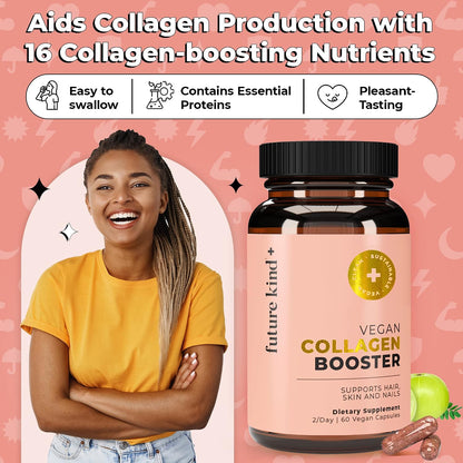 Future Kind Vegan Collagen - Supports Collagen Production with Biotin and Vitamin C (60 Capsules in Glass Bottle) - PrimeBioHealth - canada supplements