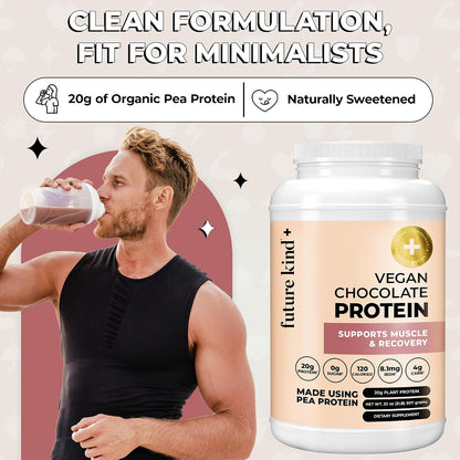 Future Kind Vegan Protein Powder, Chocolate, Pea Plant Protein for Lean Muscle with Iron & Fiber, Whey-Free, Sugar-Free, Soy-Free, Non-Dairy (34 Servings) - PrimeBioHealth - canada supplements
