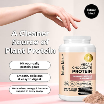 Future Kind Vegan Protein Powder, Chocolate, Pea Plant Protein for Lean Muscle with Iron & Fiber, Whey-Free, Sugar-Free, Soy-Free, Non-Dairy (34 Servings) - PrimeBioHealth - canada supplements