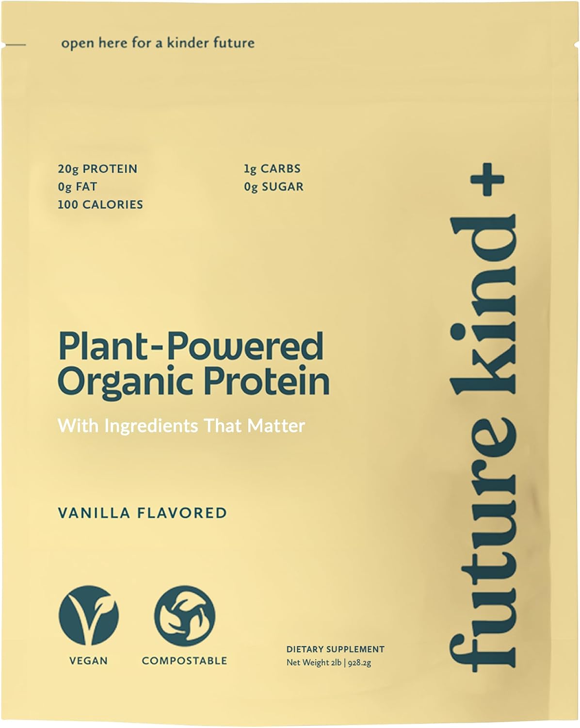 Future Kind Vegan Protein Powder, Vanilla, Pea Plant Protein for Lean Muscle with Iron & Fiber, Whey-Free, Sugar-Free, Soy-Free, Non-Dairy (34 Servings) - PrimeBioHealth - canada supplements