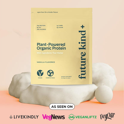 Future Kind Vegan Protein Powder, Vanilla, Pea Plant Protein for Lean Muscle with Iron & Fiber, Whey-Free, Sugar-Free, Soy-Free, Non-Dairy (34 Servings) - PrimeBioHealth - canada supplements