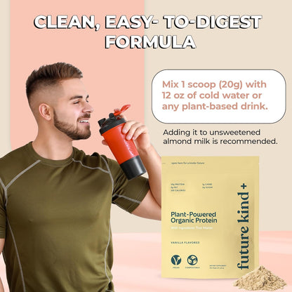 Future Kind Vegan Protein Powder, Vanilla, Pea Plant Protein for Lean Muscle with Iron & Fiber, Whey-Free, Sugar-Free, Soy-Free, Non-Dairy (34 Servings) - PrimeBioHealth - canada supplements