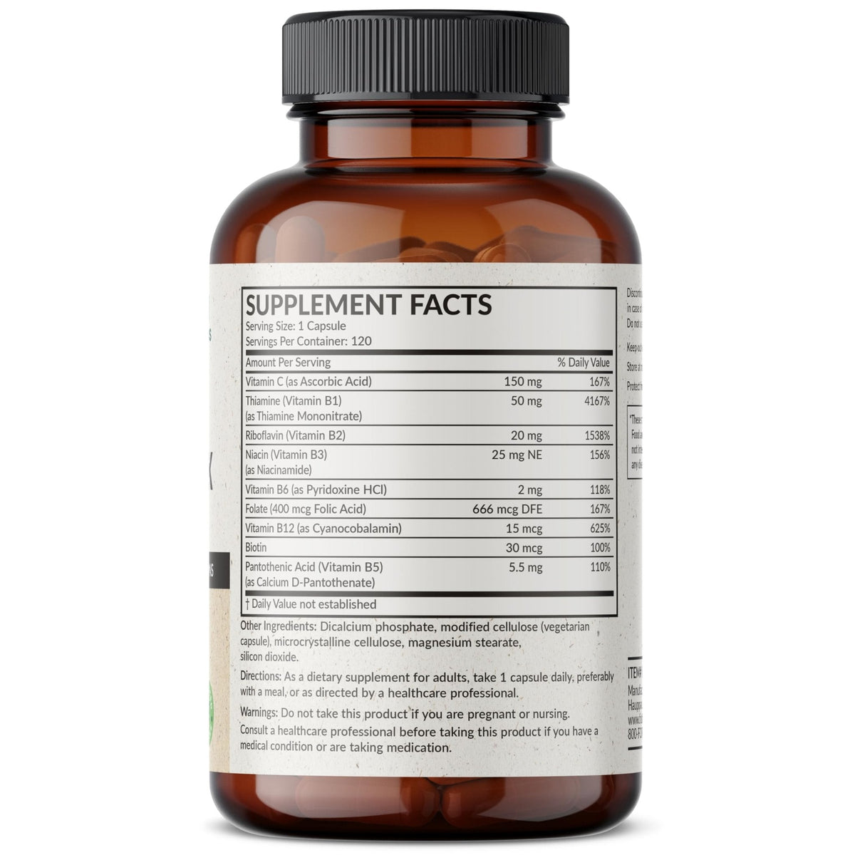 Futurebiotics Vitamin B Complex with Vitamin C Supports Energy Production, Nervous System & Immune Support - Non-GMO, 120 Vegetarian Capsules - PrimeBioHealth - canada supplements