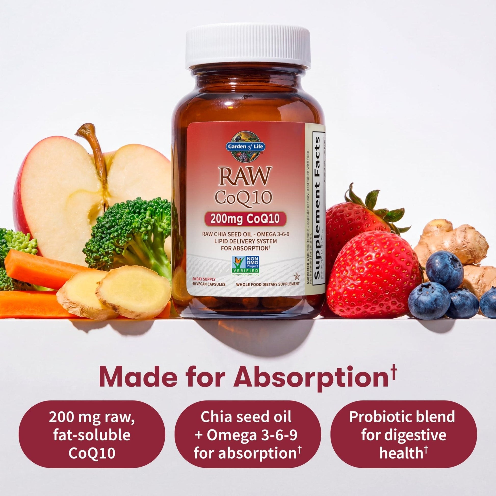 Garden of Life CoQ10 200mg, Vegetarian Omega 3 6 9 Supplement Raw Co Q 10 Chia Seed Oil, Whole Food Nutrition with Antioxidant Support - PrimeBioHealth - canada supplements