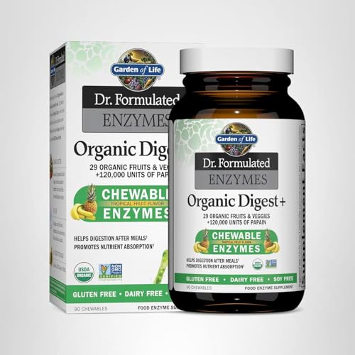 Garden of Life Digestive Enzymes with Papain, Bromelain and Lipase for Nutrient Absorption and Digestion Support, Tropical Fruit Flavor - PrimeBioHealth - canada supplements