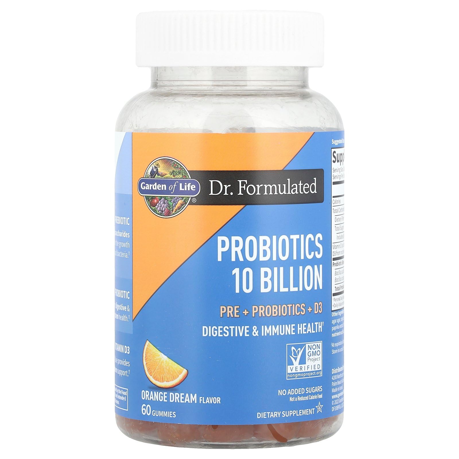 Garden of Life Dr Formulated 10 Billion CFU Prebiotic Fiber & Probiotic Gummies with Vitamin D3 for Digestive and Immune Health – Gluten Free, Non GMO - PrimeBioHealth - canada supplements