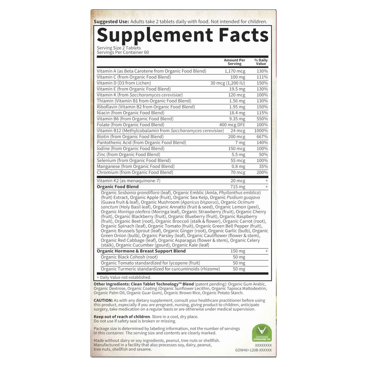 Garden of Life Multivitamin for Women 40 Plus, Organics Womens Vitamins, Hormone & Breast Health Support Blend