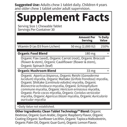 Garden of Life Organics Vegan Vitamin D3 Chewable - Raspberry Lemon, 2,000 IU (50mcg) Whole Food Vitamin D3 from Lichen - PrimeBioHealth - canada supplements