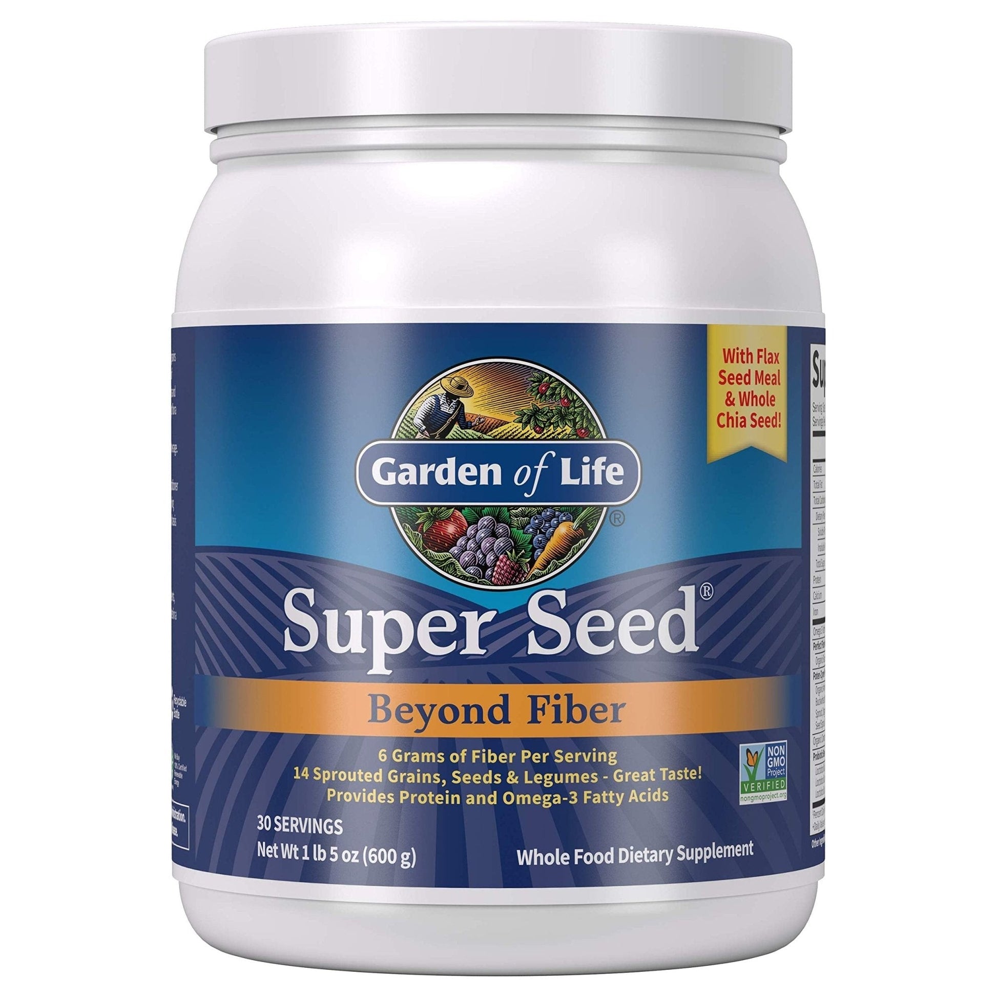 Garden of Life Super Seed - Vegetarian Whole Food Fiber Supplement with Protein and Omega 3, 5oz (600g) Powder - PrimeBioHealth - canada supplements
