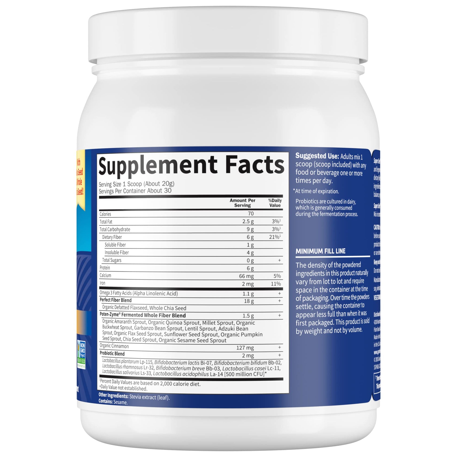Garden of Life Super Seed - Vegetarian Whole Food Fiber Supplement with Protein and Omega 3, 5oz (600g) Powder - PrimeBioHealth - canada supplements