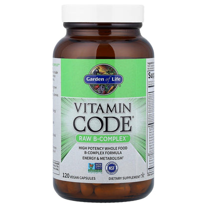 Garden of Life Vitamin B Complex, 120 Vegan Capsules, High Potency Vitamins for Energy & Metabolism with B6, Folate & B12 - PrimeBioHealth - canada supplements