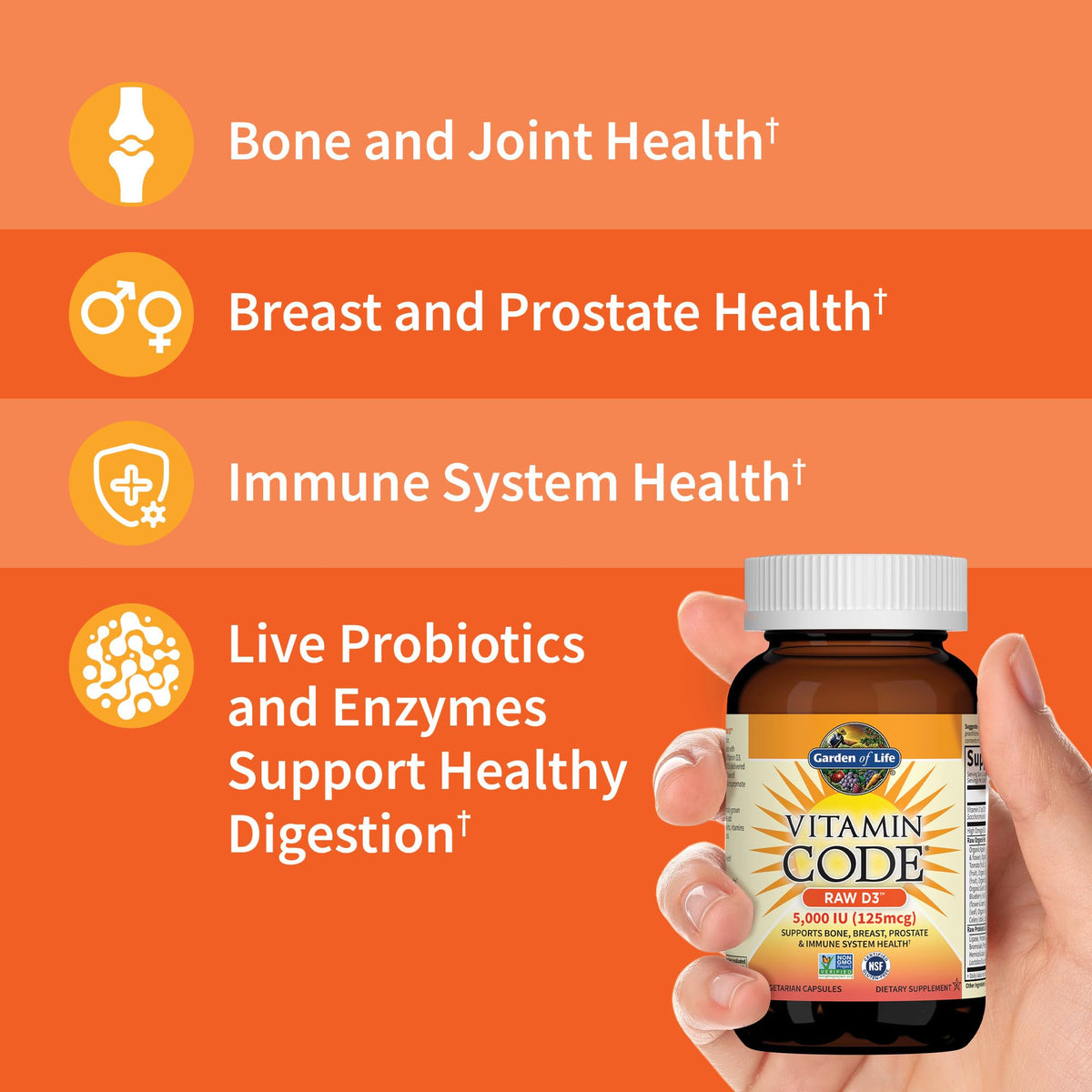 Garden of Life Vitamin D, Vitamin Code Raw D3, Vitamin D 2,000 IU, Raw Whole Food D3 Supplements with Chlorella, Fruit, Veggies & Probiotics - PrimeBioHealth - canada supplements