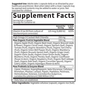 Garden of Life Vitamin D3 5000 IU, Raw Whole Food Supplements with Chlorella, Fruit, Veggies & Probiotics for Bone & Immune Health - PrimeBioHealth - canada supplements