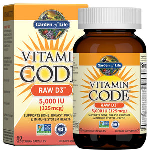 Garden of Life Vitamin D3 5000 IU, Raw Whole Food Supplements with Chlorella, Fruit, Veggies & Probiotics for Bone & Immune Health - PrimeBioHealth - canada supplements