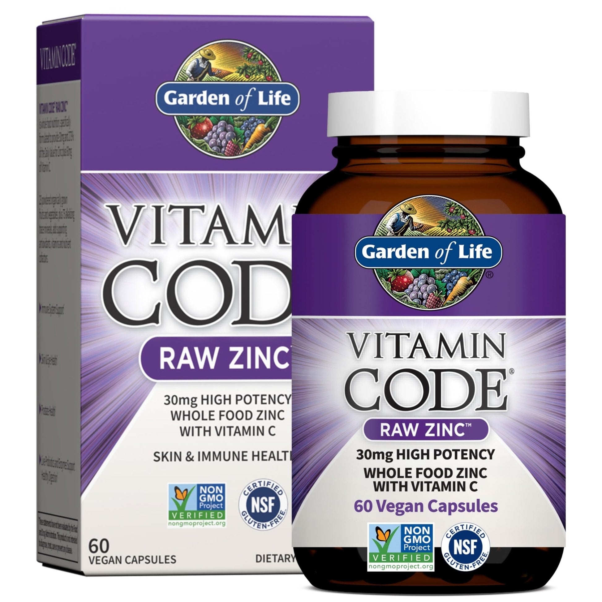 Garden of Life Zinc Supplements 30mg High Potency Raw Zinc and Vitamin C Multimineral Supplement, Vitamin Code Vitamins Trace Minerals & Probiotics - PrimeBioHealth - canada supplements