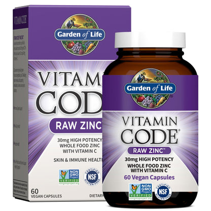 Garden of Life Zinc Supplements 30mg High Potency Raw Zinc and Vitamin C Multimineral Supplement, Vitamin Code Vitamins Trace Minerals & Probiotics - PrimeBioHealth - canada supplements