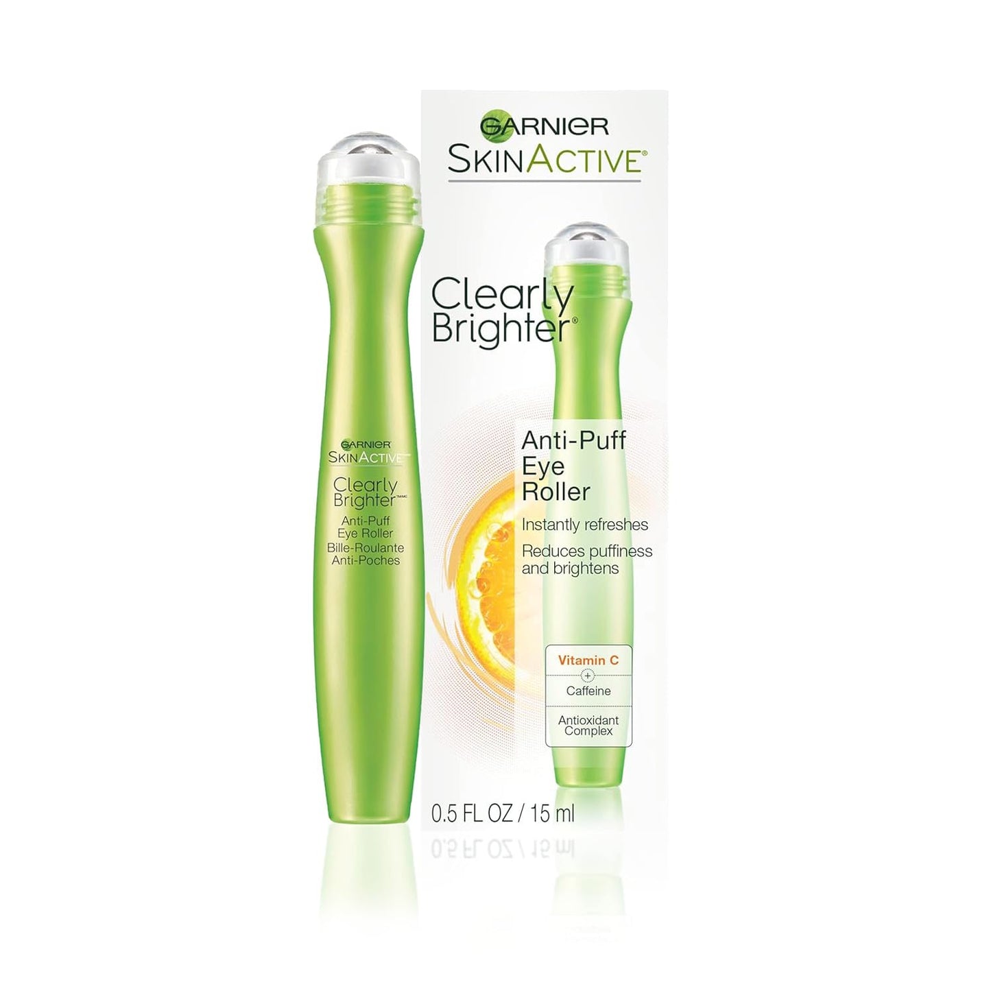 Garnier Clearly Brighter Anti-Puff Eye Roller, Dark Circles Under Eye Treatment with Caffeine and Vitamin C, 0.5 Fl Oz (15mL) - PrimeBioHealth - canada supplements