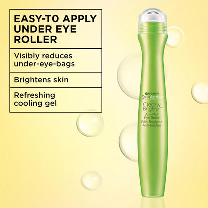 Garnier Clearly Brighter Anti-Puff Eye Roller, Dark Circles Under Eye Treatment with Caffeine and Vitamin C, 0.5 Fl Oz (15mL) - PrimeBioHealth - canada supplements