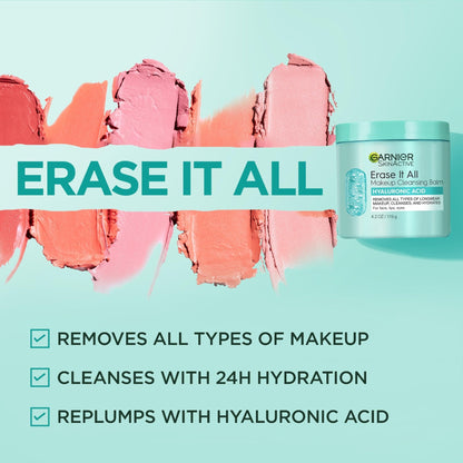 Garnier Erase It All Makeup Cleansing Balm with Hyaluronic Acid, Replumping Facial Cleanser and Makeup Remover, 4.2 Oz - PrimeBioHealth - canada supplements