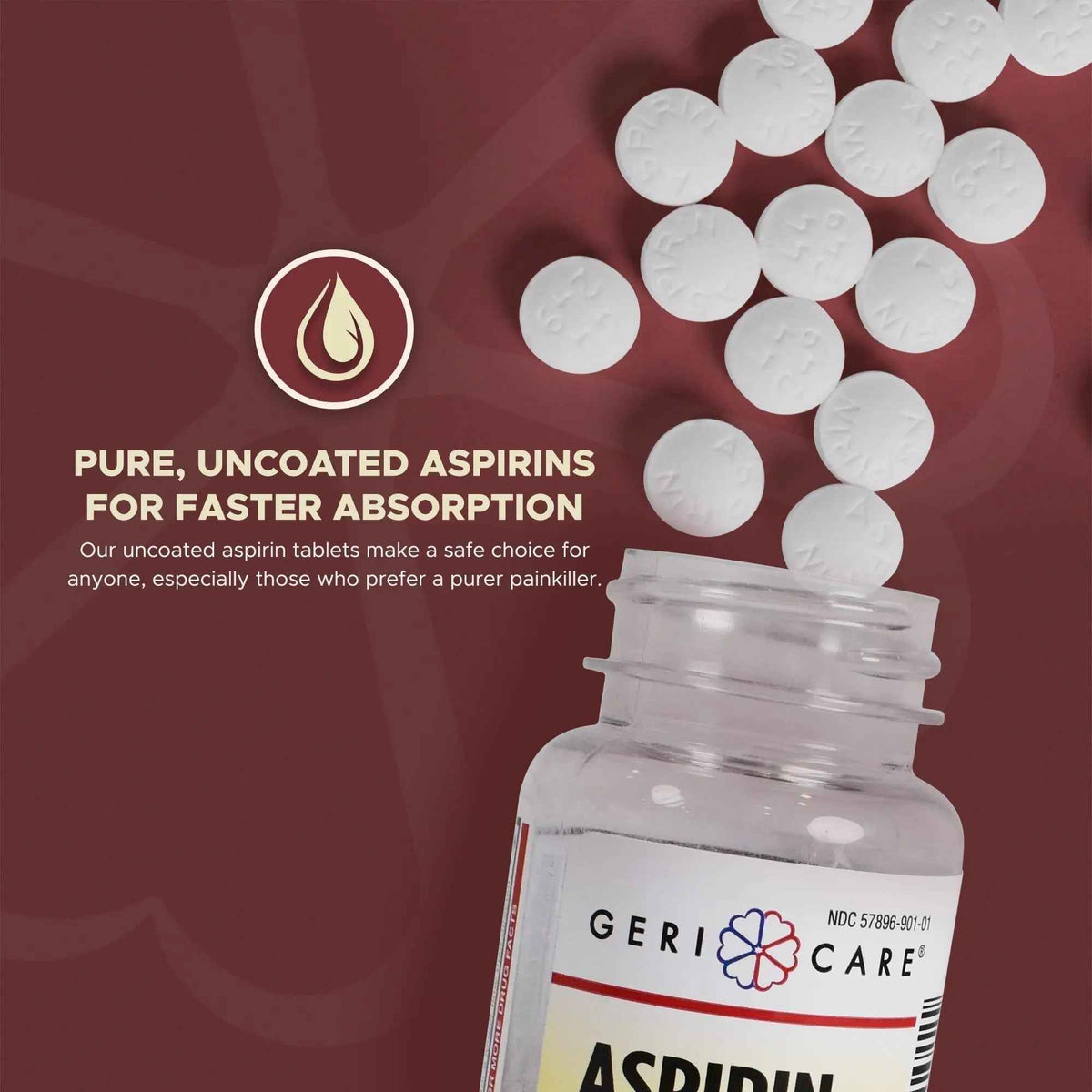 GeriCare Bottled Aspirin 325mg 100 Count Bottle (Pack of 1)