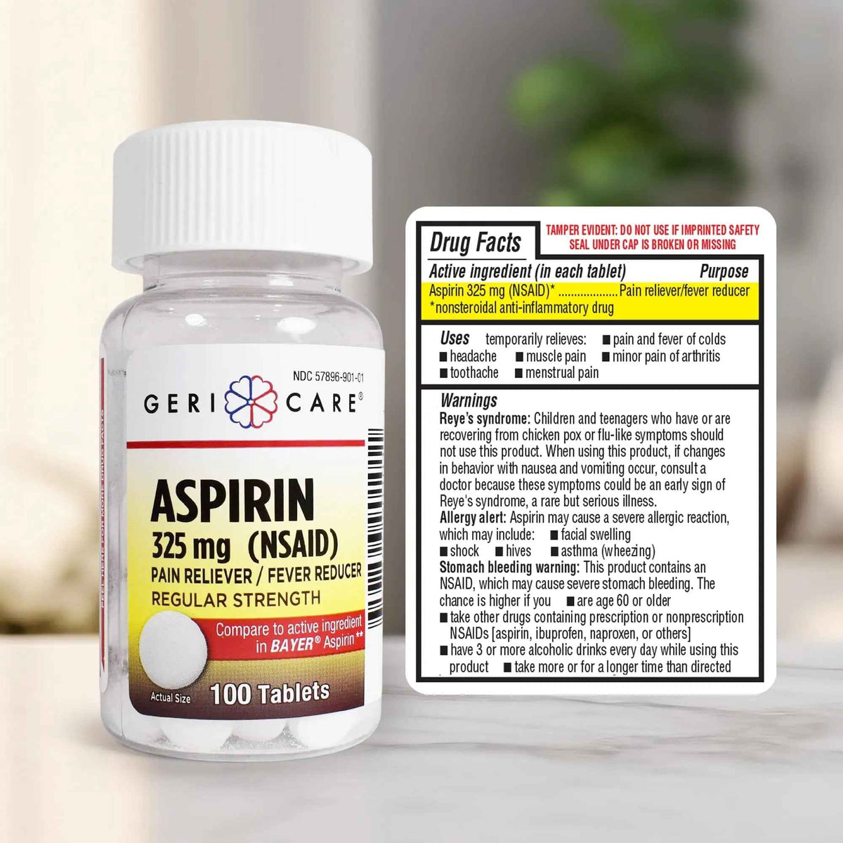 GeriCare Bottled Aspirin 325mg 100 Count Bottle (Pack of 1)