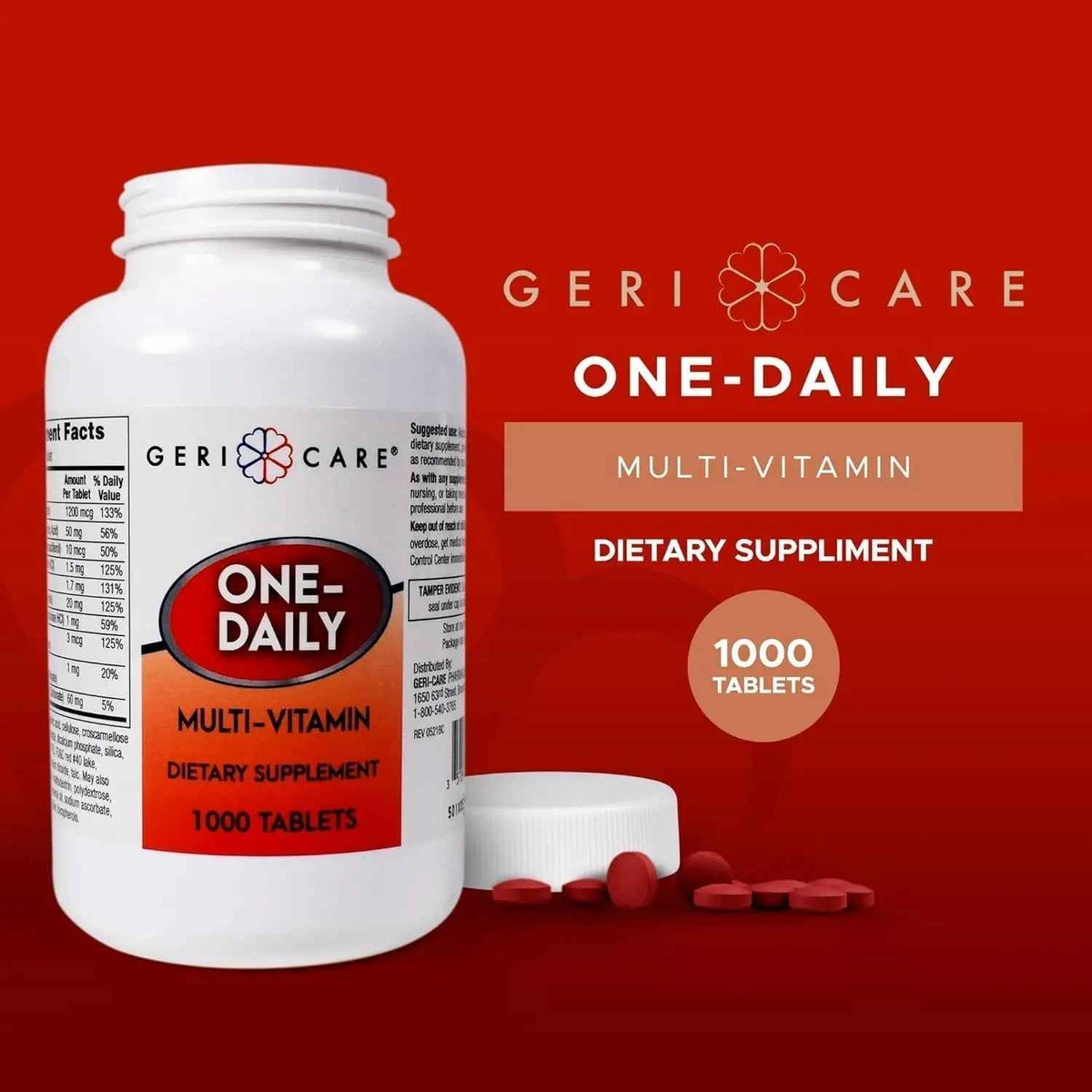 GeriCare Multivitamin Supplement Tablets, (Bottle of 1000)