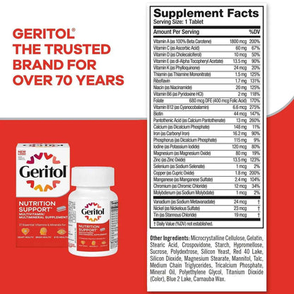 Geritol, Multivitamin Supplement, Contains Antioxidants, Vitamins B, C, E & D and Iron, 27, Minerals, Gluten-Free