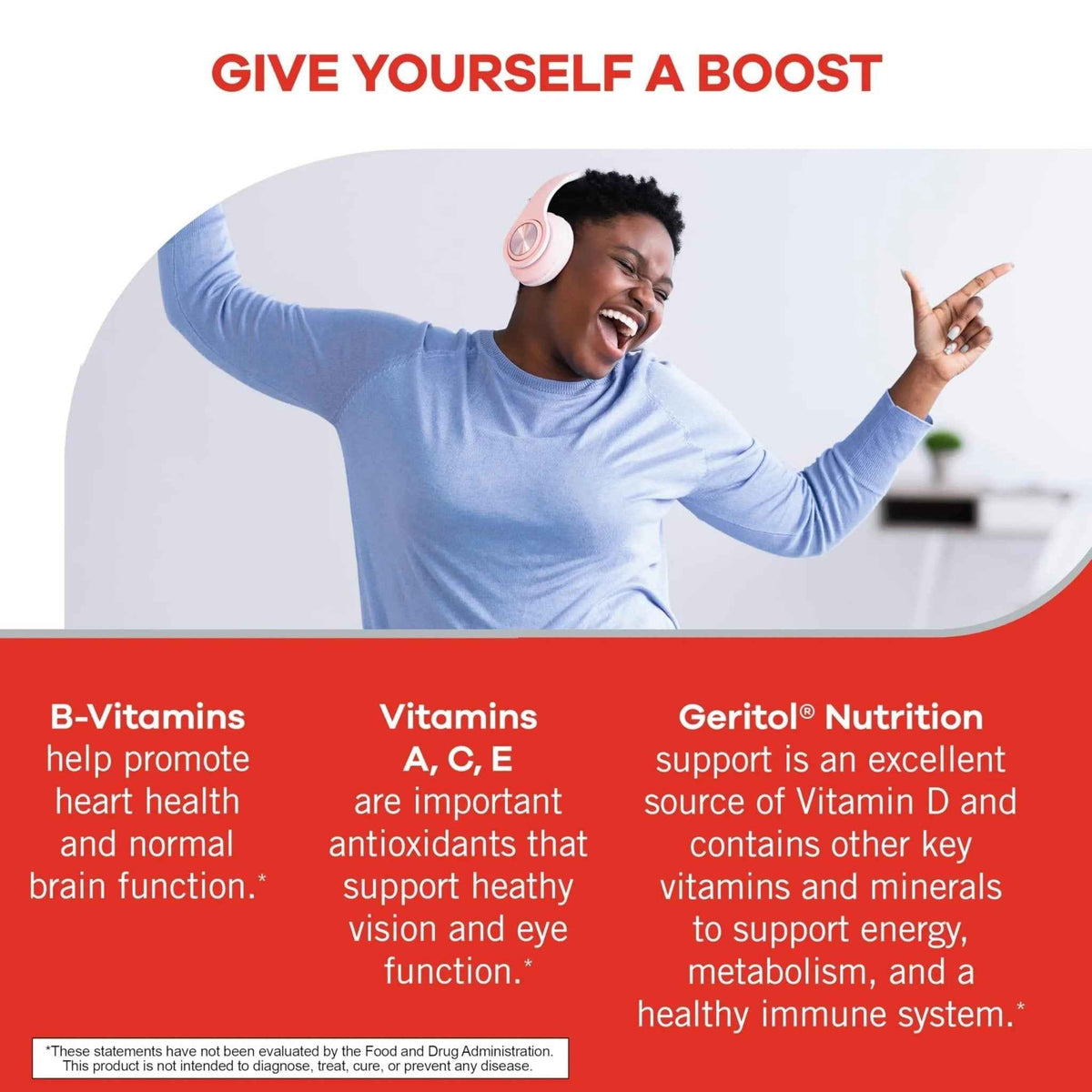Geritol, Multivitamin Supplement, Contains Antioxidants, Vitamins B, C, E & D and Iron, 27, Minerals, Gluten-Free