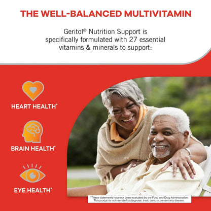 Geritol, Multivitamin Supplement, Contains Antioxidants, Vitamins B, C, E & D and Iron, 27, Minerals, Gluten-Free
