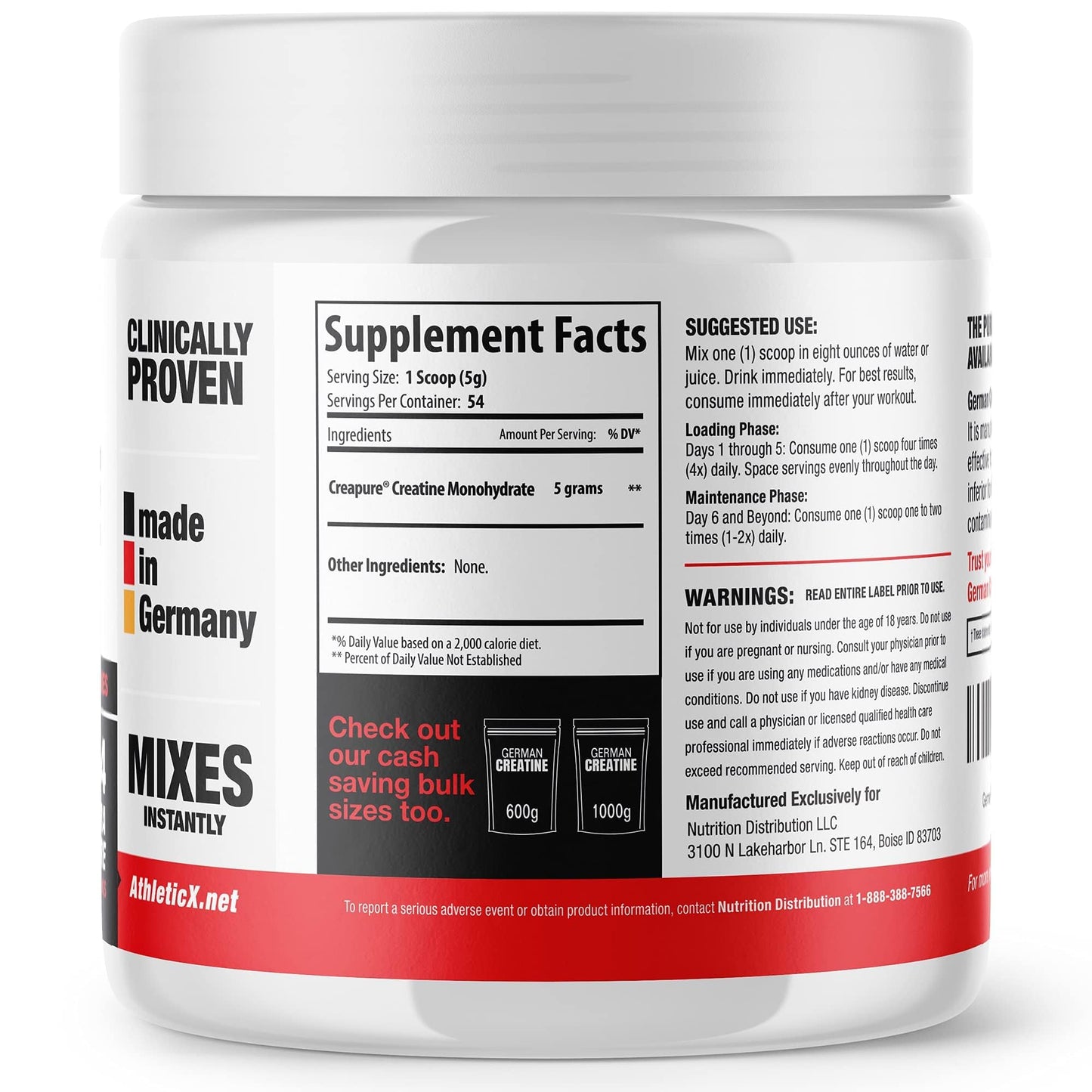 German Creatine - Micronized Creatine Monohydrate Powder, 99.99% Pure Creapure for Muscle Growth, Strength & Performance, Supports Muscle Recovery, 3rd Party Tested - PrimeBioHealth - canada supplements