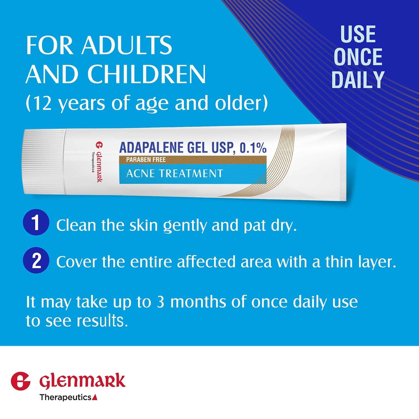 Glenmark Therapeutics Adapalene Gel 0.1% Acne Treatment, Paraben Free Topical Retinoid Cream for Face - PrimeBioHealth - canada supplements
